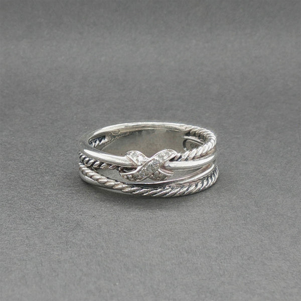 Estate David Yurman SS 0.06ctw Diamond X Crossover Ring