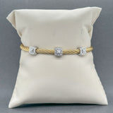 Estate Charriol 18K W Gold Steel 0.12ctw Diamond Bangle Bracelet