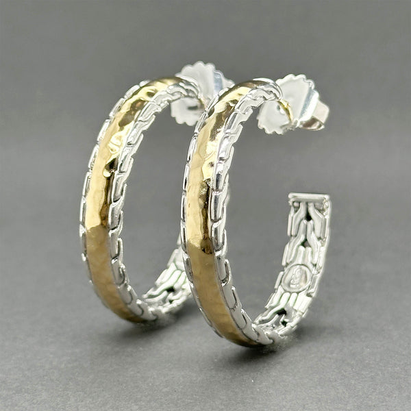 Estate John Hardy SS 22 Palu Classic Chain Hoop Earrings