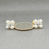 Estate 14K Y Gold 0.03ctw J/I2 Diamond & Pearl Stud Earrings