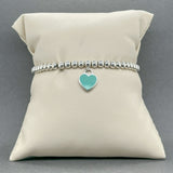 Estate Tiffany & Co. SS Blue Heart Tag Beaded Bracelet