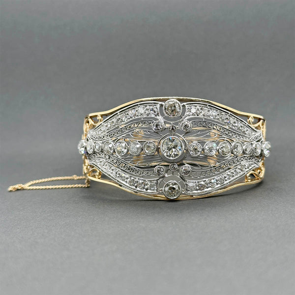 Estate Art Deco Platinum & 14 8.26ctw Diamond Bangle Bracelet