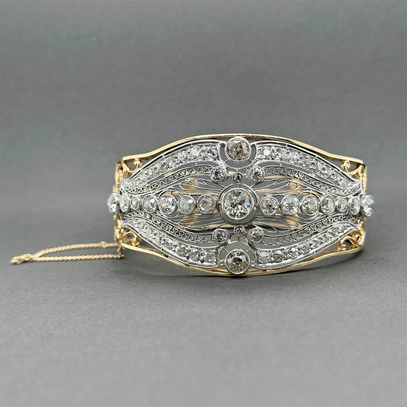 Estate Art Deco Platinum & 14 8.26ctw Diamond Bangle Bracelet