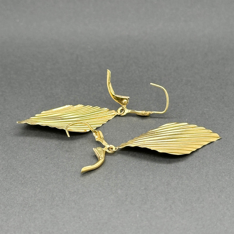 Estate 18K Y Gold Ribbed Dangle Earrings
