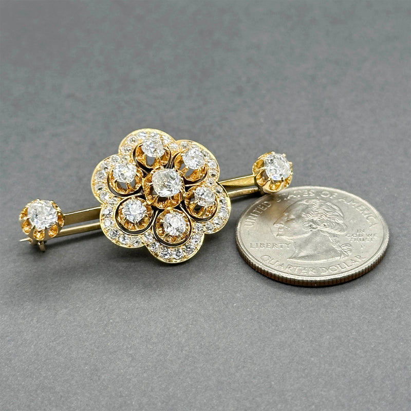 Estate Victorian 18K Y Gold 3.11ctw F-G/VS2-SI1 Diamond Brooch