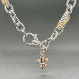 Estate Judith Ripka SS CZ Fleur De Lis Fancy Cable 20” Chain