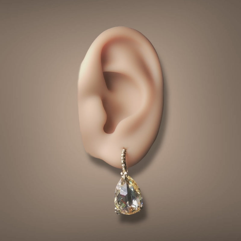 Estate Judith Ripka 18K Y Gold 20.74ctw CZ Drop Earrings