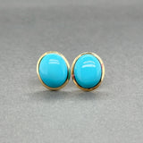 Estate 18K Y Gold Turquoise Stud Earrings