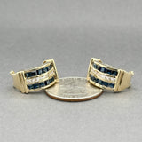 Estate 14K Y Gold 1.92ctw Sapphire & 0.34ctw Diamond J Hoop Earrings