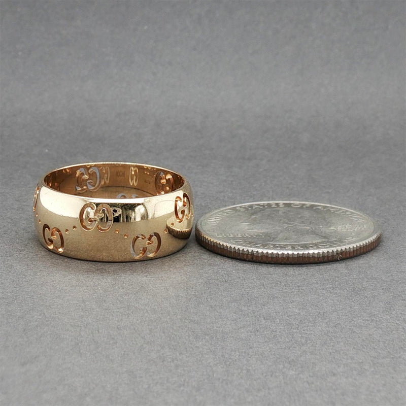 Estate Gucci 18K Y Gold Icon GG Wide Ring