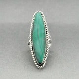 Estate SS 22.84ct Malachite Navette Ring