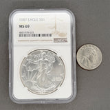 Estate 0.999 Fine Silver 1987 American Silver Eagle NGC MS 69 a