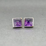 Estate 18K W Gold Amethyst Stud Earrings