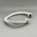 Estate David Yurman SS 14 Amethyst Cable Classic Cuff Bracelet