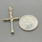 Estate 18K Y Gold & Steel 41.2mm Cross Pendant