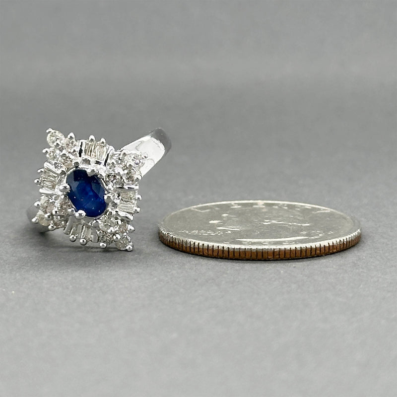 Estate 14K W Gold 0.44ct Sapphire & 0.51ctw Diamond Cluster Ring