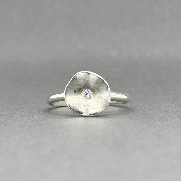Estate SS 0.02ct K/I1 Diamond Flower Ring