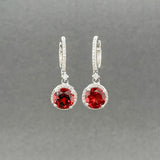 Estate 14K W Gold 2.10ctw Garnet & 0.08ctw Diamond Drop Earrings