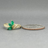 Estate 14K Y Gold 0.42ctw Emerald & 0.05ctw Diamond Ring