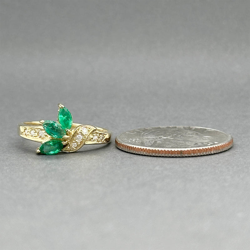 Estate 14K Y Gold 0.42ctw Emerald & 0.05ctw Diamond Ring