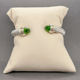 Estate David Yurman SS 14 6.80ctw Moldavite Classic Cable Cuff Bracelet