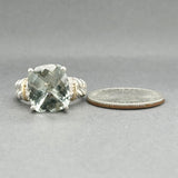 Estate SS 14 7.29ct Prasiolite & 0.01ctw Diamond Ring