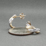 Estate 14K TT Gold 0.17ctw Diamond J Hoop Earrings
