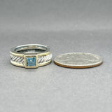 Estate David Yurman SS 14 Blue Topaz Ring