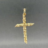 Estate 14K Y Gold 40.3mm Wood Cross Pendant