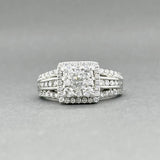 Estate 14K W Gold 1.28ctw Diamond Cluster Eng. Ring