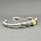 Estate Judith Ripka SS 18 Citrine & Diamond Cuff Bracelet