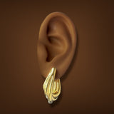 Estate 14K Y Gold Electroplated Oval Twist Hoop Earrings