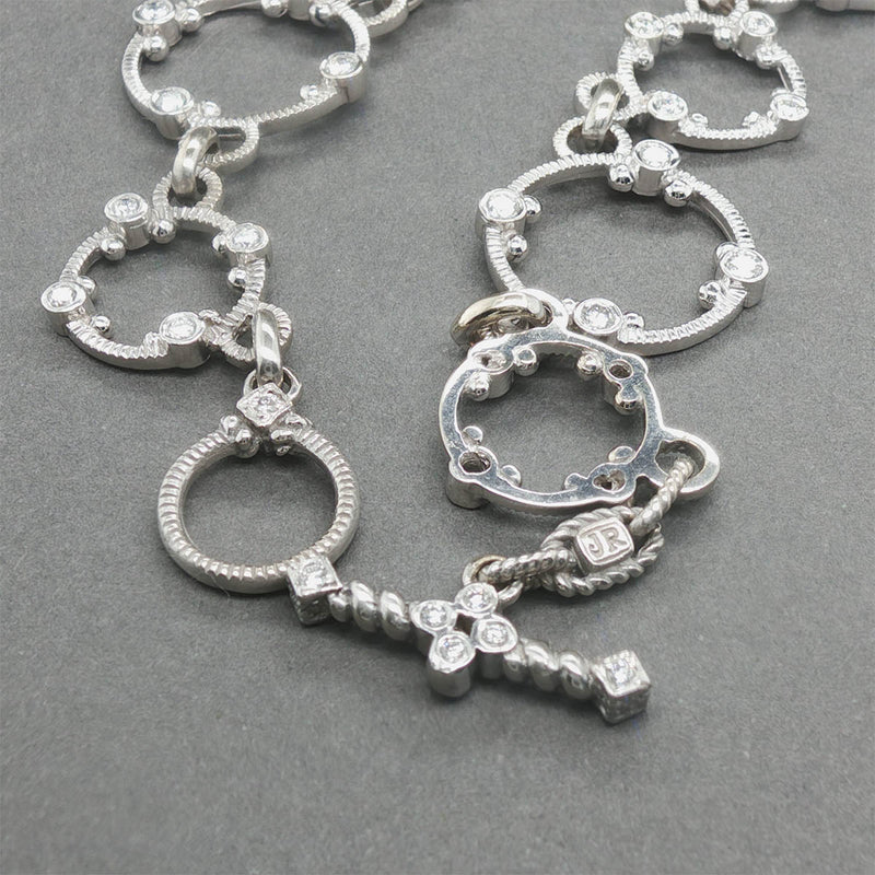 Estate Judith Ripka 18K W Gold 5.80ctw Diamond Garland Circle Necklace