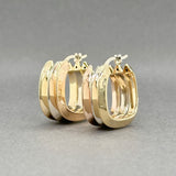 Estate 14K Tricolor Gold Square Hoop Earrings