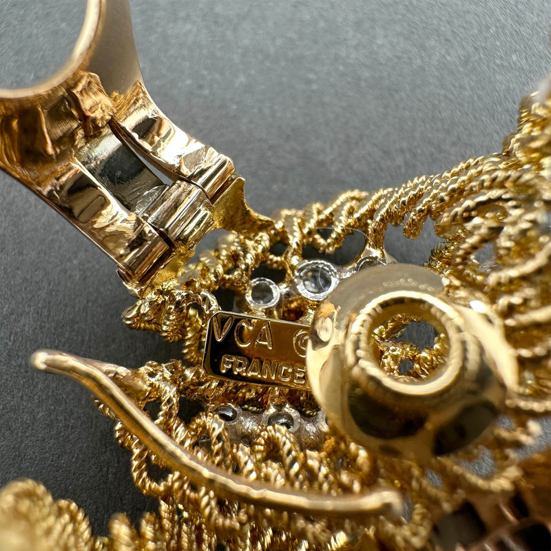 Estate Van Cleef & Arpels 18K Y Gold 1.98ctw Diamond Clip On Earrings