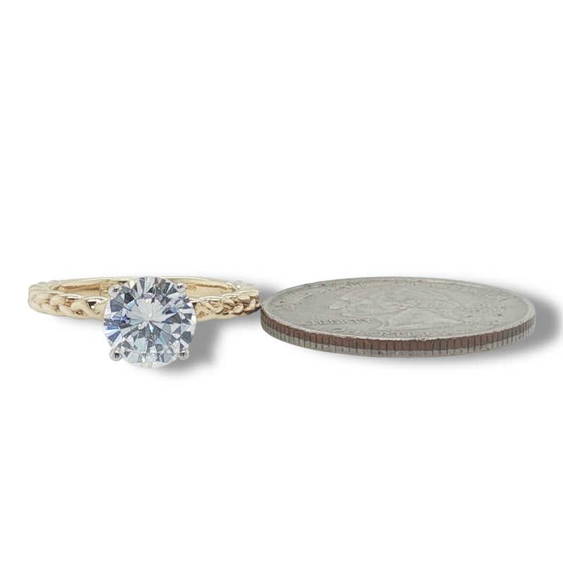 14K Y Gold Braided Band Solitaire Engagement Ring Mounting