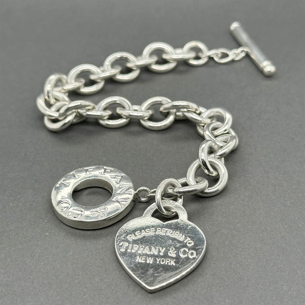 Estate Tiffany & Co. SS Please Return Heart Toggle Bracelet
