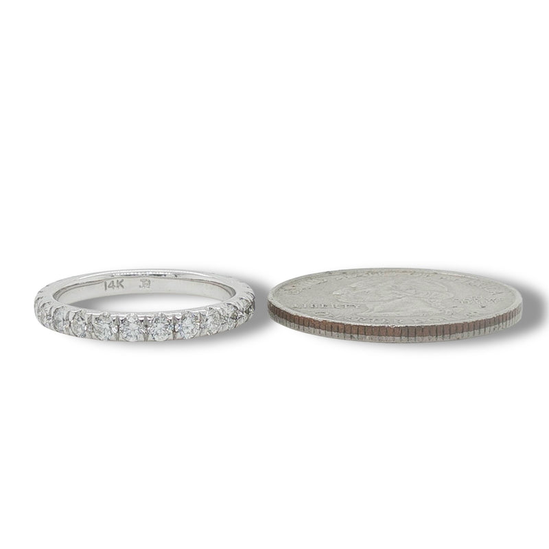 14K W Gold 1.00ctw G/SI1 French Pave 3/4 Around Diamond Band