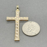Estate 14K Y Gold CZ 59.5mm Cross Pendant