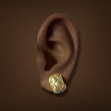 Estate 18K Y Gold Quilted Huggie Earrings