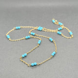 Estate 18K Y Gold Turquoise Beaded Station Necklace