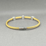 Estate Charriol 18K W Gold Steel 0.12ctw Diamond Bangle Bracelet