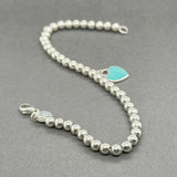 Estate Tiffany & Co. SS Blue Heart Tag Bead Bracelet