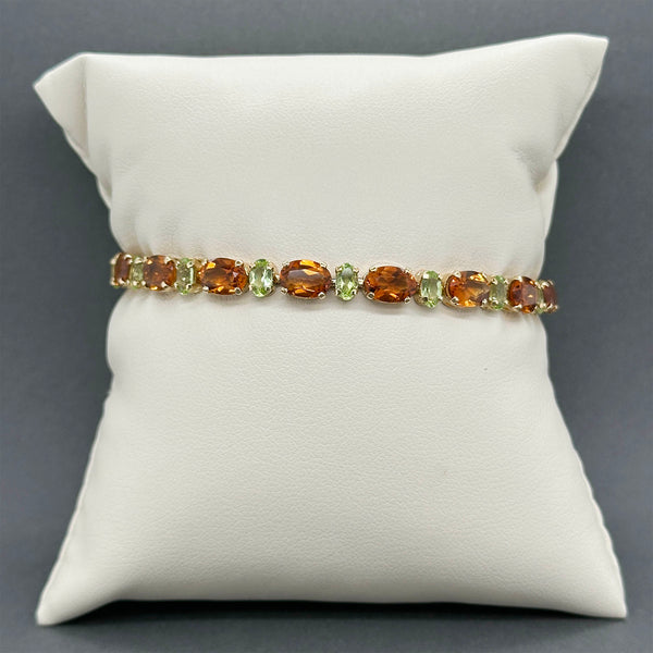 Estate 14K Y Gold 13.26ctw Citrine & Peridot Line Bracelet