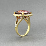 Estate 18K Y Gold 14.56ct Pink Tourmaline & 1.02ctw G-H/SI1-2 Diamond Ring
