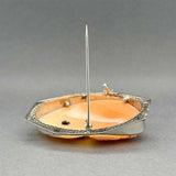 Estate 10K W Gold Shell & Diamond Cameo Pin/Pendant