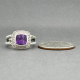 Estate David Yurman SS 1.56ct Amethyst & 0.21ctw Diamond Albion Ring