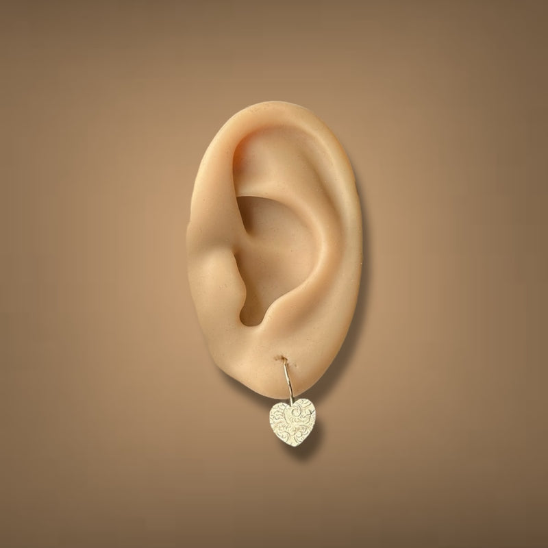 Estate 14K Y Gold Heart Drop Earrings