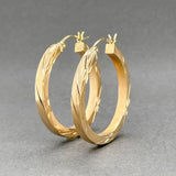Estate 14K Y Gold 31.6mm D/C Hoop Earrings