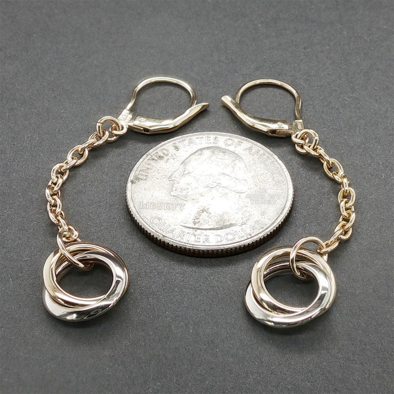 Estate 14K TT Gold Chain Drop Earrings